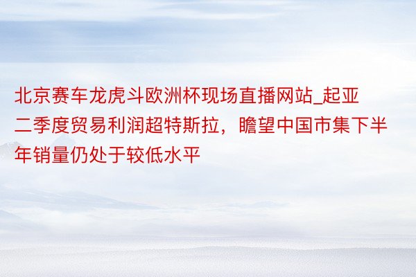 北京赛车龙虎斗欧洲杯现场直播网站_起亚二季度贸易利润超特斯拉，瞻望中国市集下半年销量仍处于较低水平