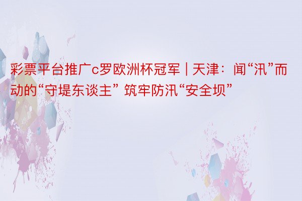 彩票平台推广c罗欧洲杯冠军 | 天津：闻“汛”而动的“守堤东谈主” 筑牢防汛“安全坝”