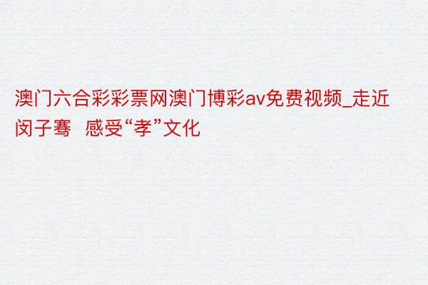 澳门六合彩彩票网澳门博彩av免费视频_走近闵子骞  感受“孝”文化