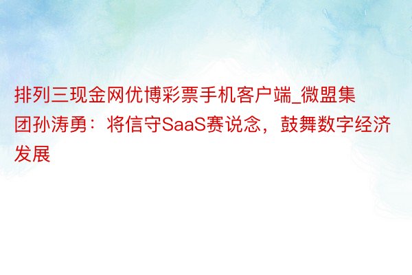 排列三现金网优博彩票手机客户端_微盟集团孙涛勇：将信守SaaS赛说念，鼓舞数字经济发展